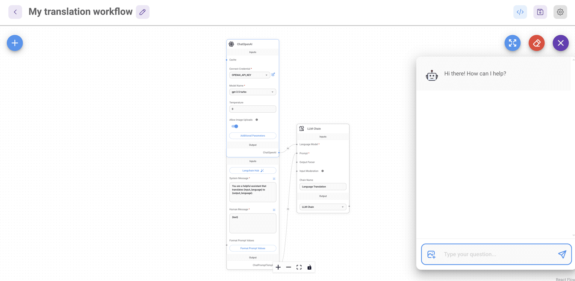 Flowise begin chat session