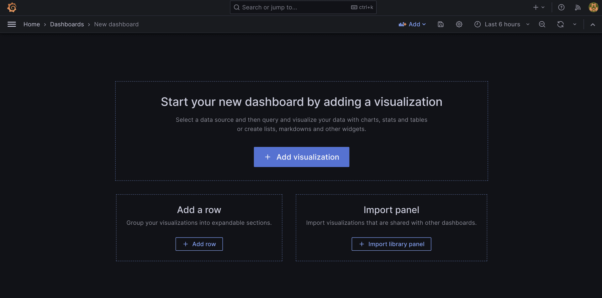 Grafana add visualization