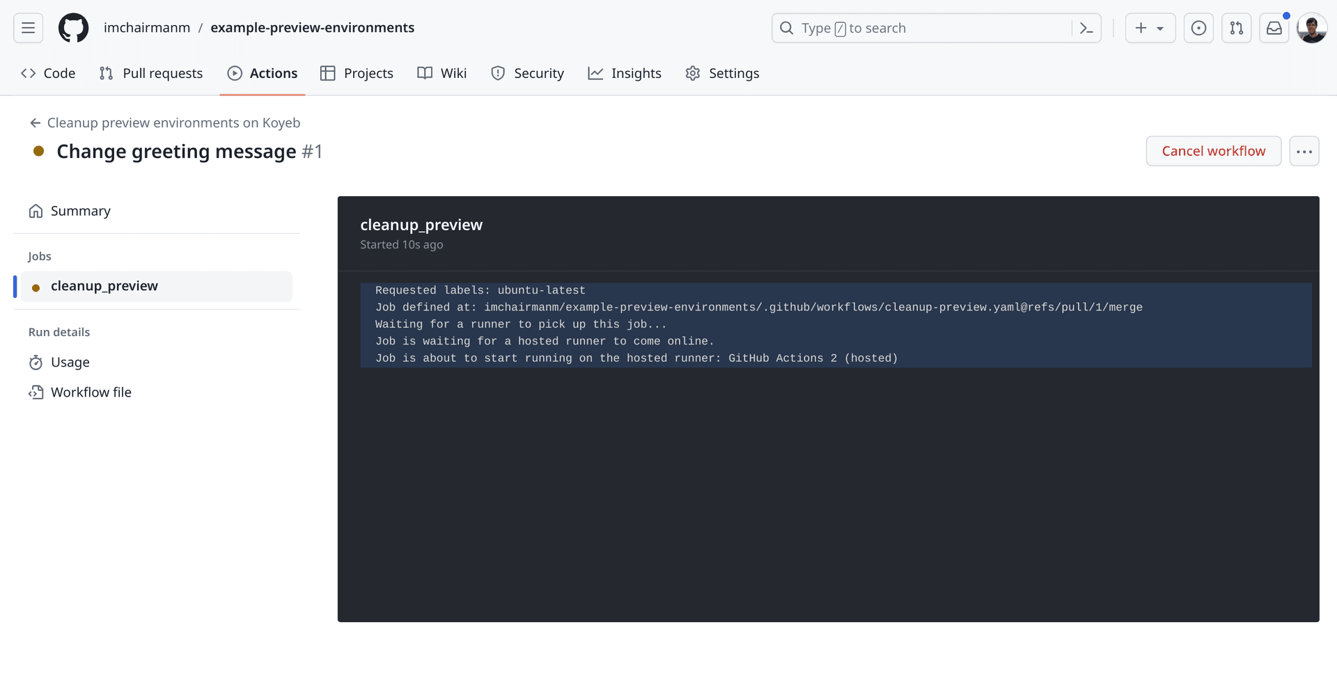 Cleanup workflow processing